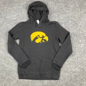 Outerstuff Hoodie Boys Size L Black Iowa Hawkeyes NCAA Pullover Fleece Logo